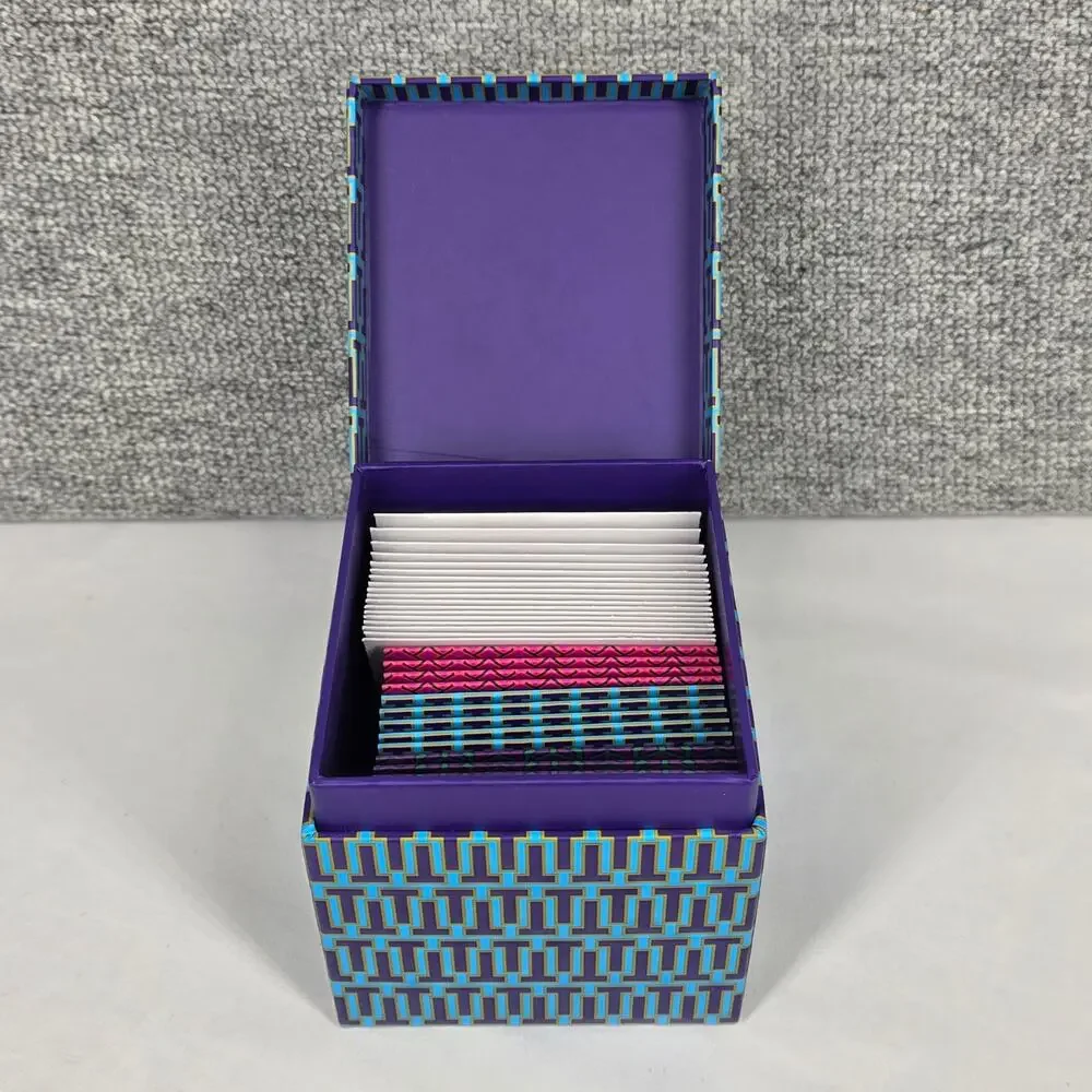 TORY BURCH STATIONERY SET – TURQUOISE/PURPLE MULTI – 15 CARDS + 18 ENVELOPES